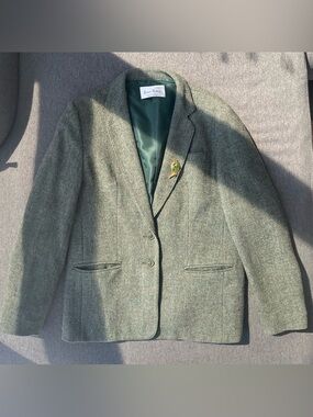 Vintage Brian Tucker Herringbone Tweed Blazer – 100% Wool (Made in Ireland)